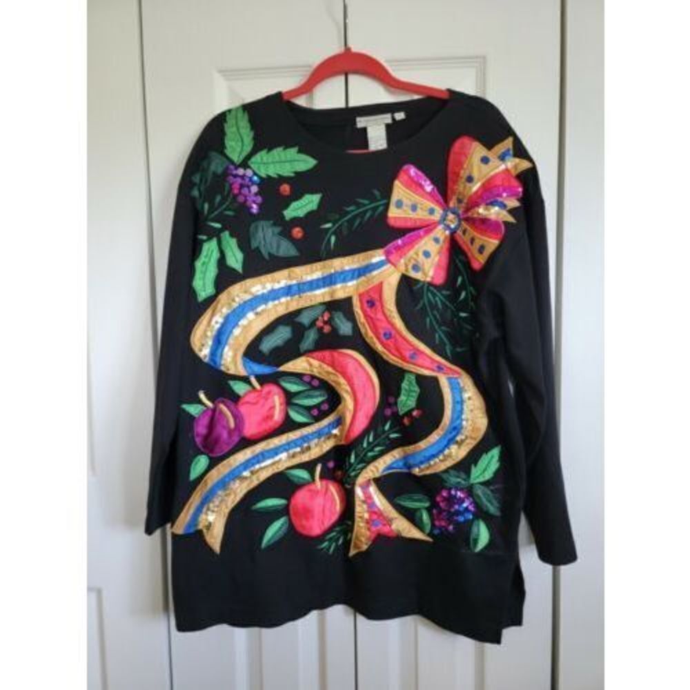 Accessory Lady Vintage Sweater Size‎ Medium Colorful Appique & Beading